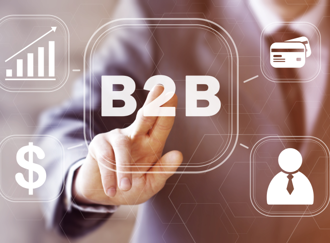A visual representation of a B2B marketing strategy, showcasing various tactics and techniques for promoting products or services to other businesses.